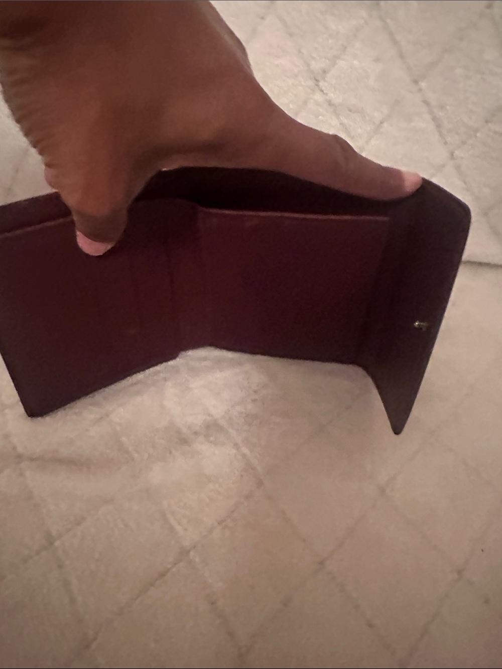 Louis Vuitton Brownish Monogram Embossed Leather Compact Wallet with Gold Snap - Picture 6 of 12